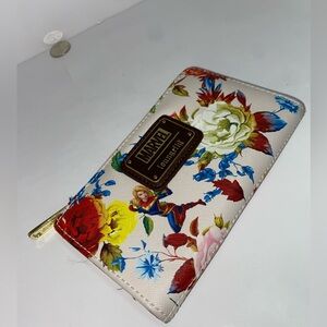 Loungefly Marvel Superhero Captain Flower Bi-Fold Wallet Floral Pattern